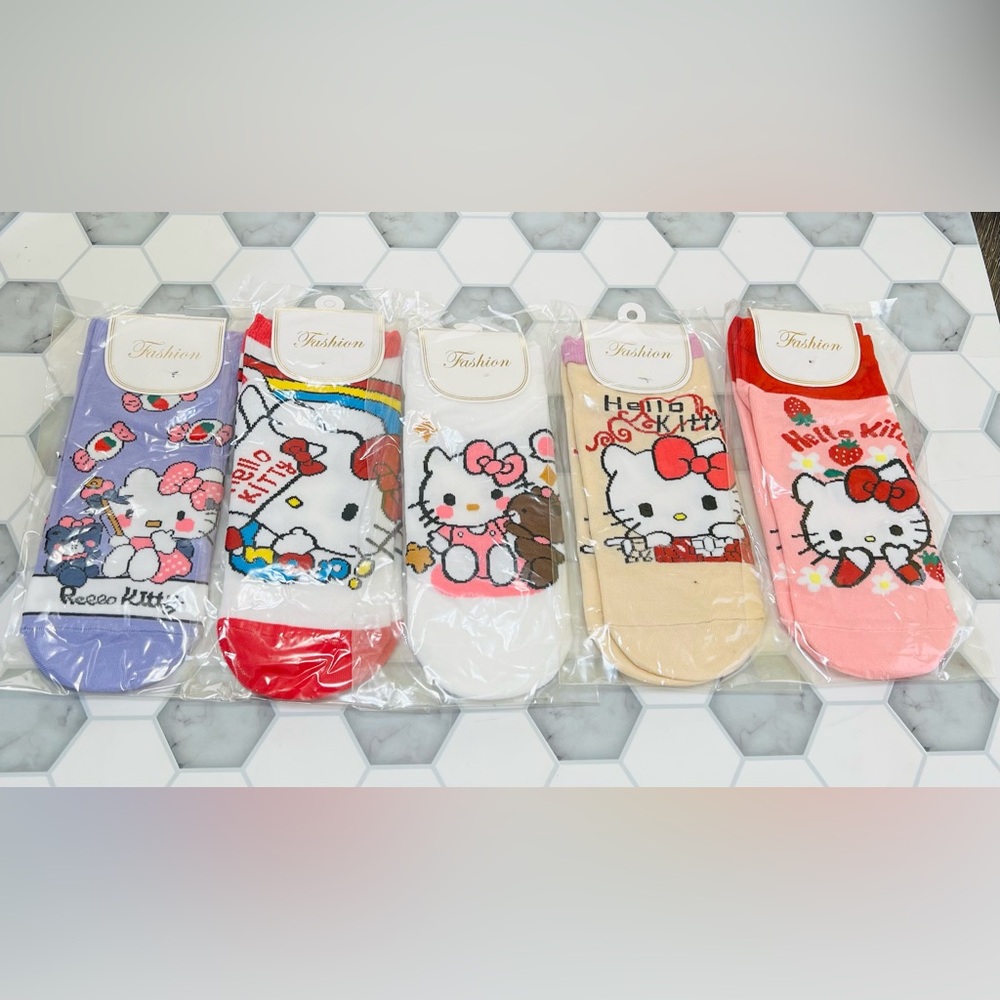 Kitty Ankle Socks 5 Pairs